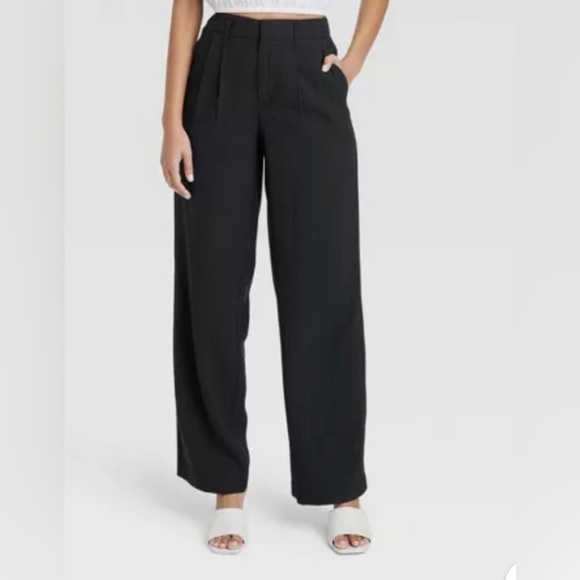 a new day Pants - a new day high rise straight-Leg black trousers